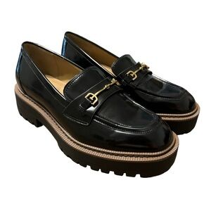 Sam Edelman Black Loafers with Gold Accent